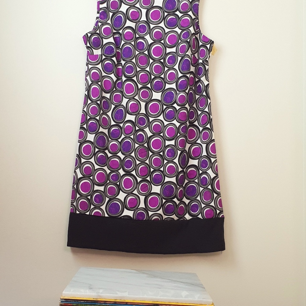 70s Vintage Mod Dress, Purple Circles - Picture 7 of 7